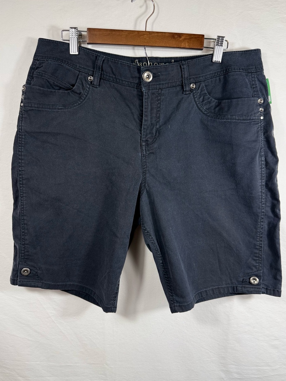 Sonoma Black Bermuda Shorts with Hem Button Accents